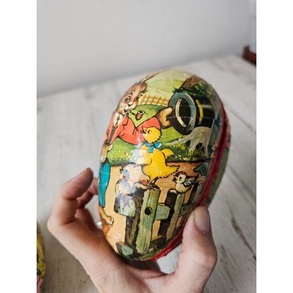 Vintage East West Germany Easter egg paper decor container set - Picture 6 of 10